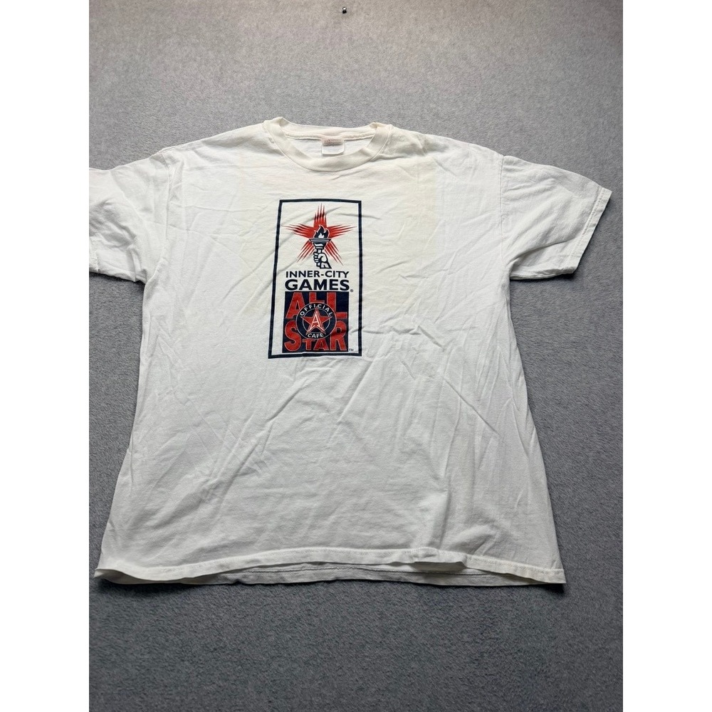 Vintage Stedman Hanes Inner-City Games All Star Cafe T-Shirt White XL USA Fabric